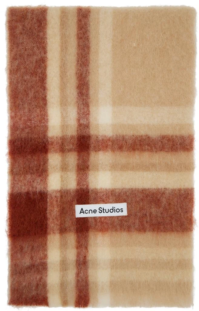 Acne Studios Beige & Red Alpaca Check Scarf 1