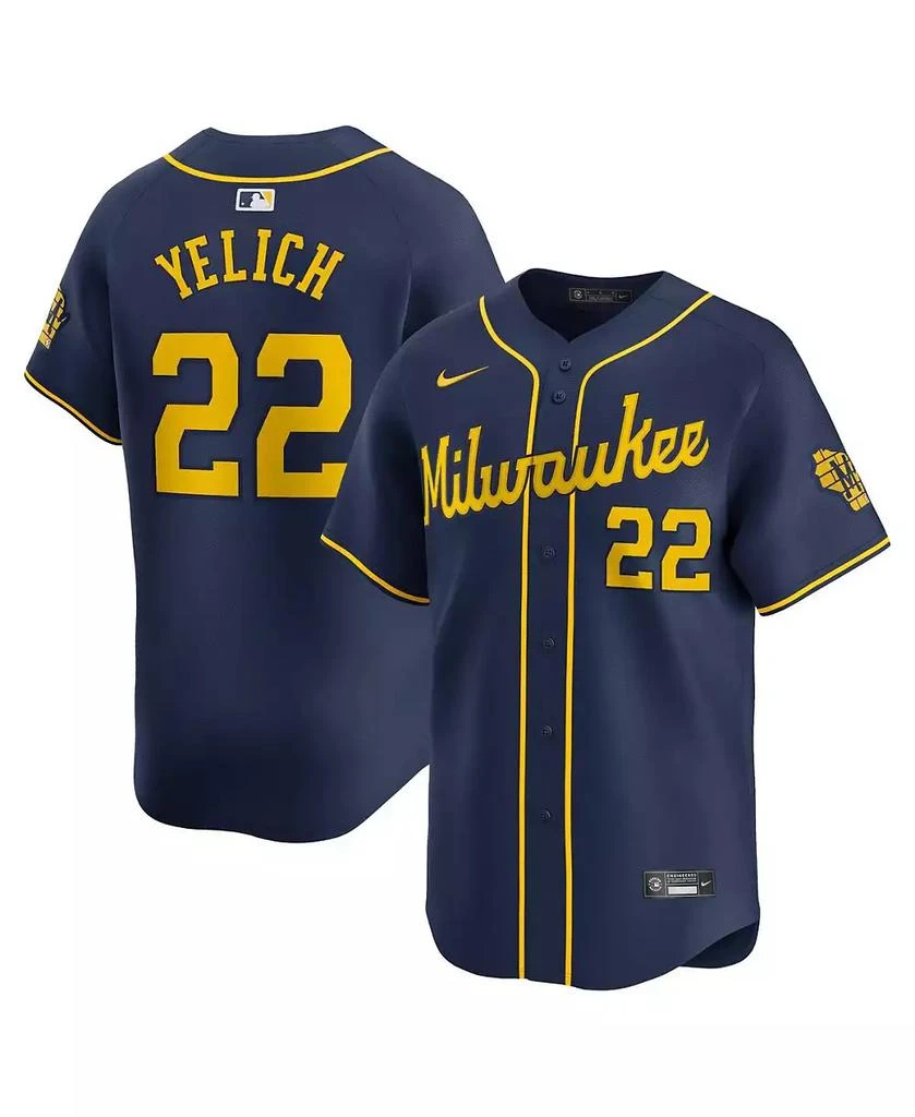 NIKE Men's Christian Yelich Navy Milwaukee Brewers Alternate Limited Player Jersey 1