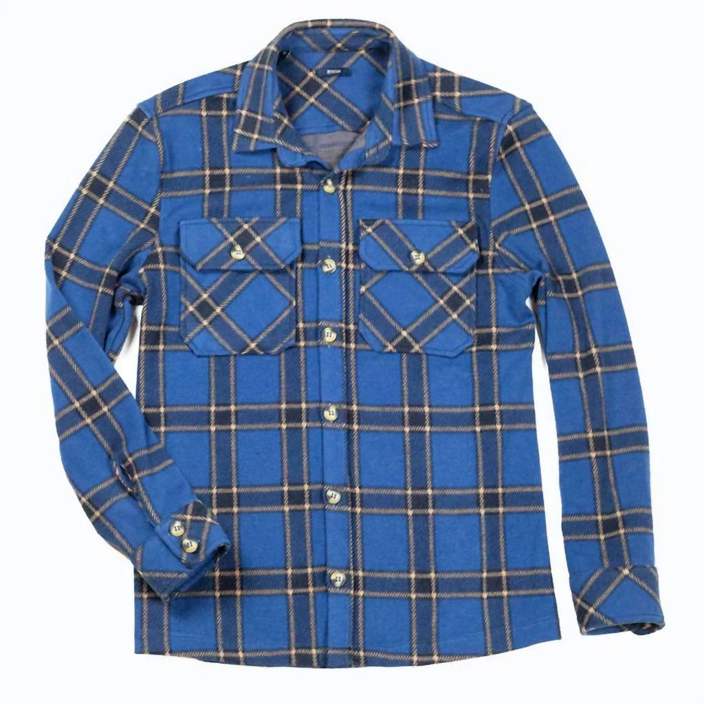 Benson Men's Vienna Jersey Shirt In Blue Plaid 1
