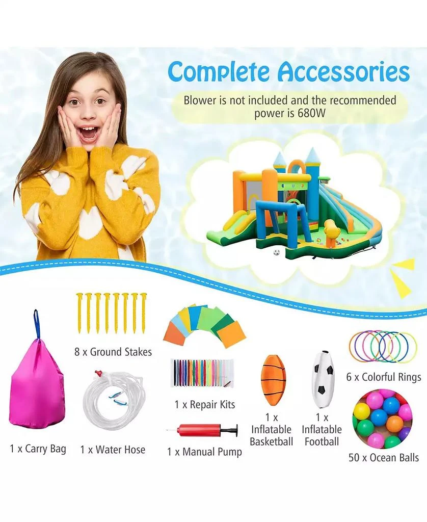 GOUUN Inflatable Water Slide Blowup Bounce House with Dual Slides and Splash Pool (Without Blower) 7