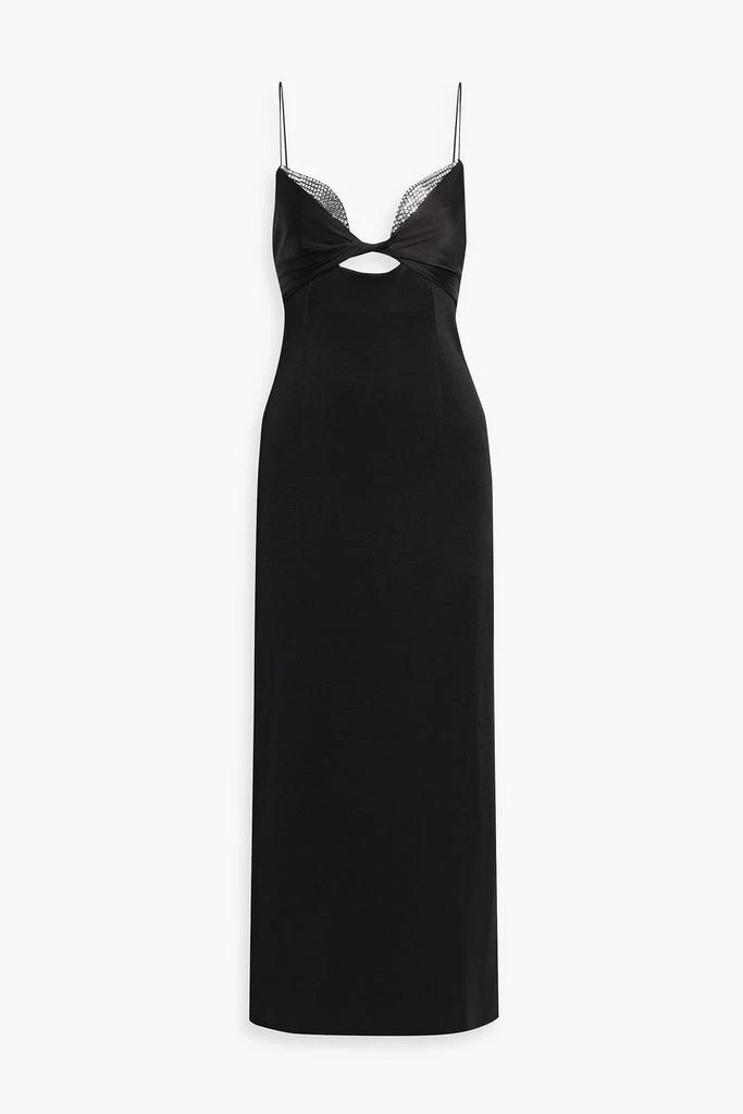 GALVAN  LONDON Embellished cutout satin and crepe midi dress 1