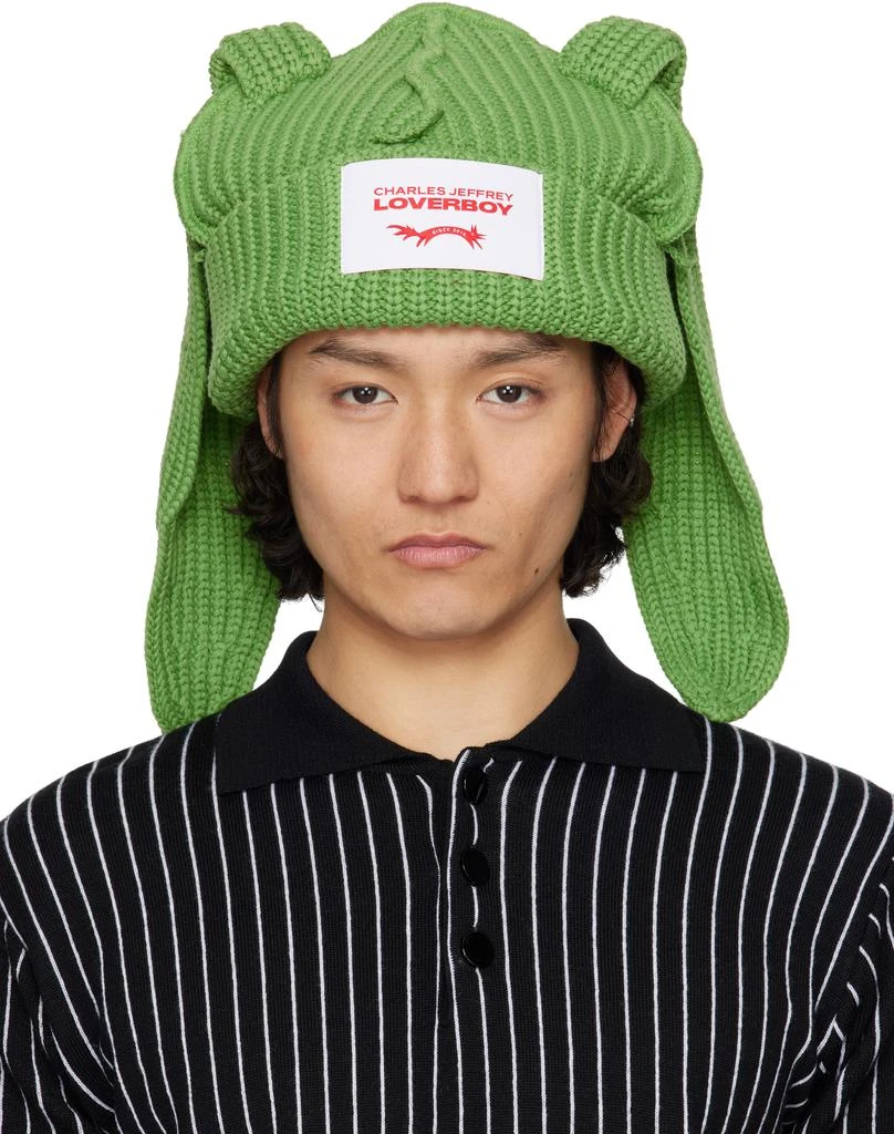 Charles Jeffrey Loverboy Green Chunky Rabbit Beanie 1