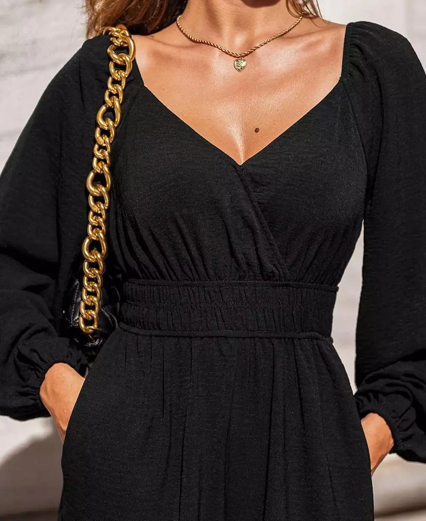 Cupshe Women's V-Neck Long Sleeve Wide Leg Jumpsuit 4