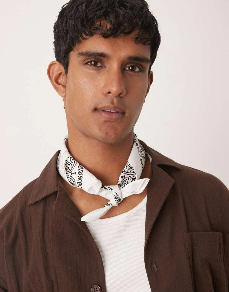 ASOS ASOS DESIGN paisley bandana in white and black