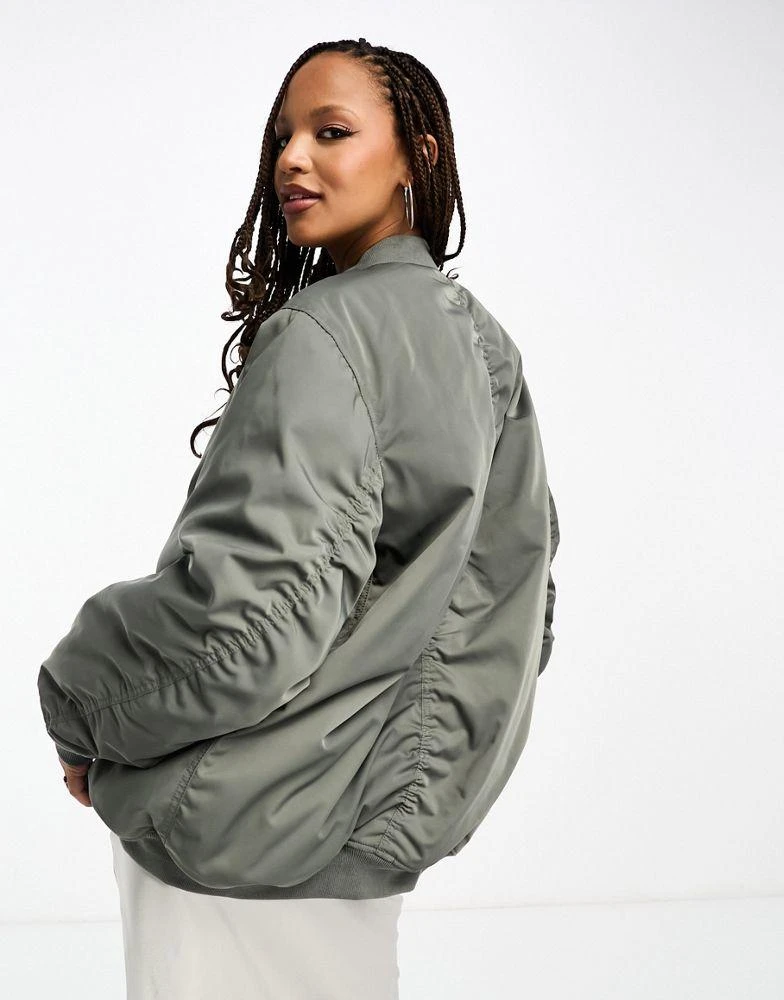 Weekday Weekday Lui super oversized bomber jacket in khaki 4