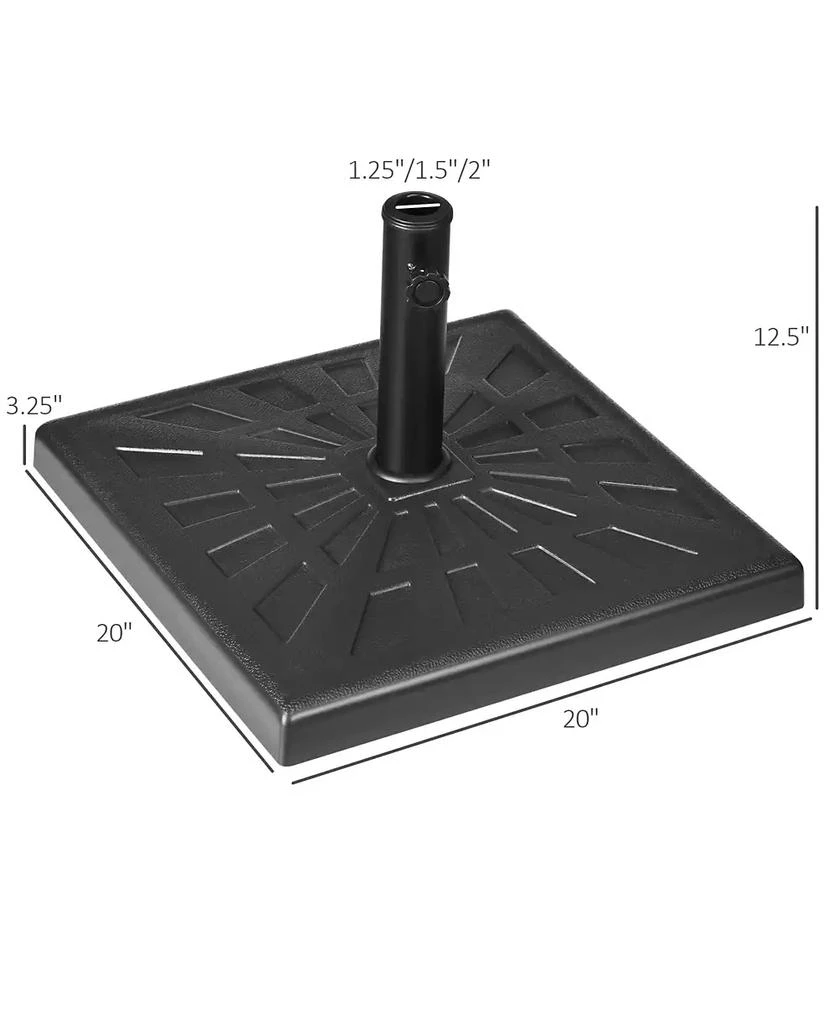 Outsunny 42lbs Resin Patio Umbrella Base, 20" Square Outdoor Umbrella Stand Holder for Parasol Poles 1.26", 1.5", and 1.9" Dia, Black 3