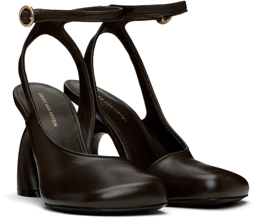 Dries Van Noten Brown Asymmetrical Heels 4