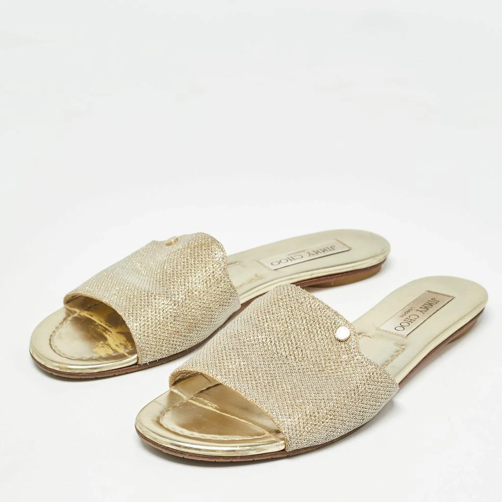 Jimmy Choo Jimmy Choo Gold Glitter Nanda Flat Slides Size 38.5 2