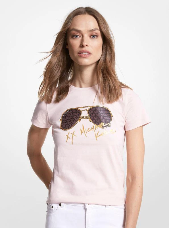 Michael Kors Logo Aviator Print Organic Cotton T-Shirt 1