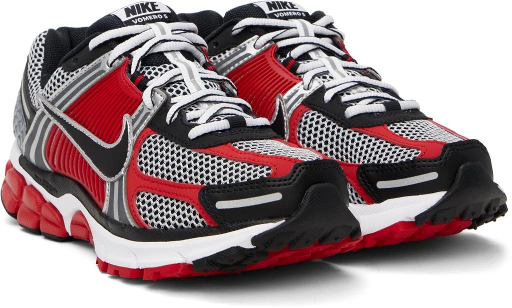 NIKE Silver & Red Zoom Vomero 5 Sneakers 4