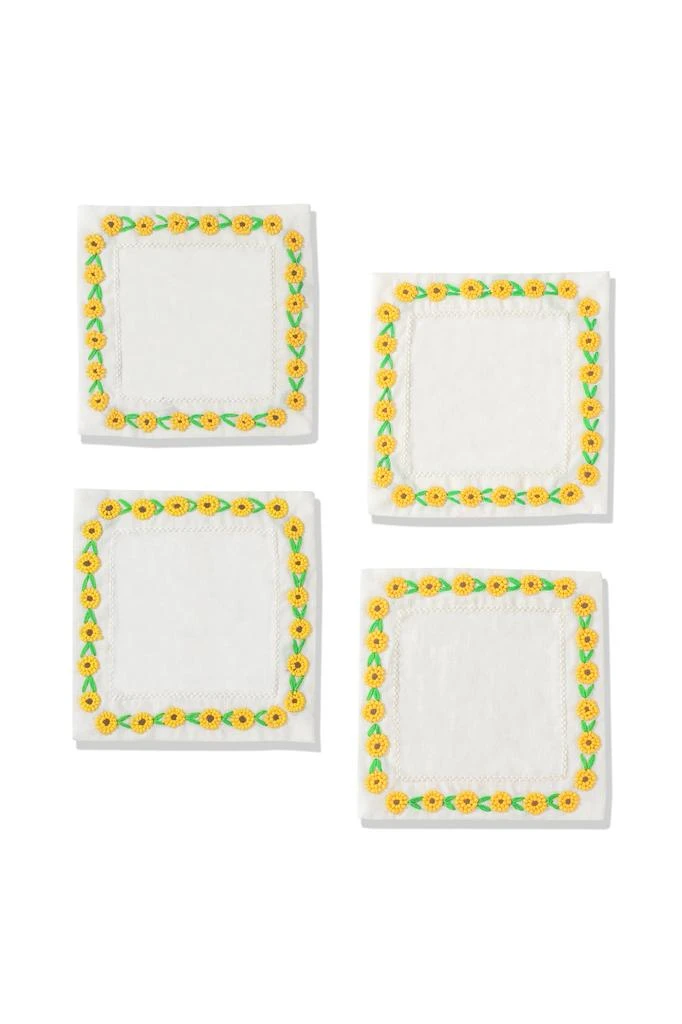 Tiramisu Mirasol Beaded Linen Cocktail Napkins – Set of 4