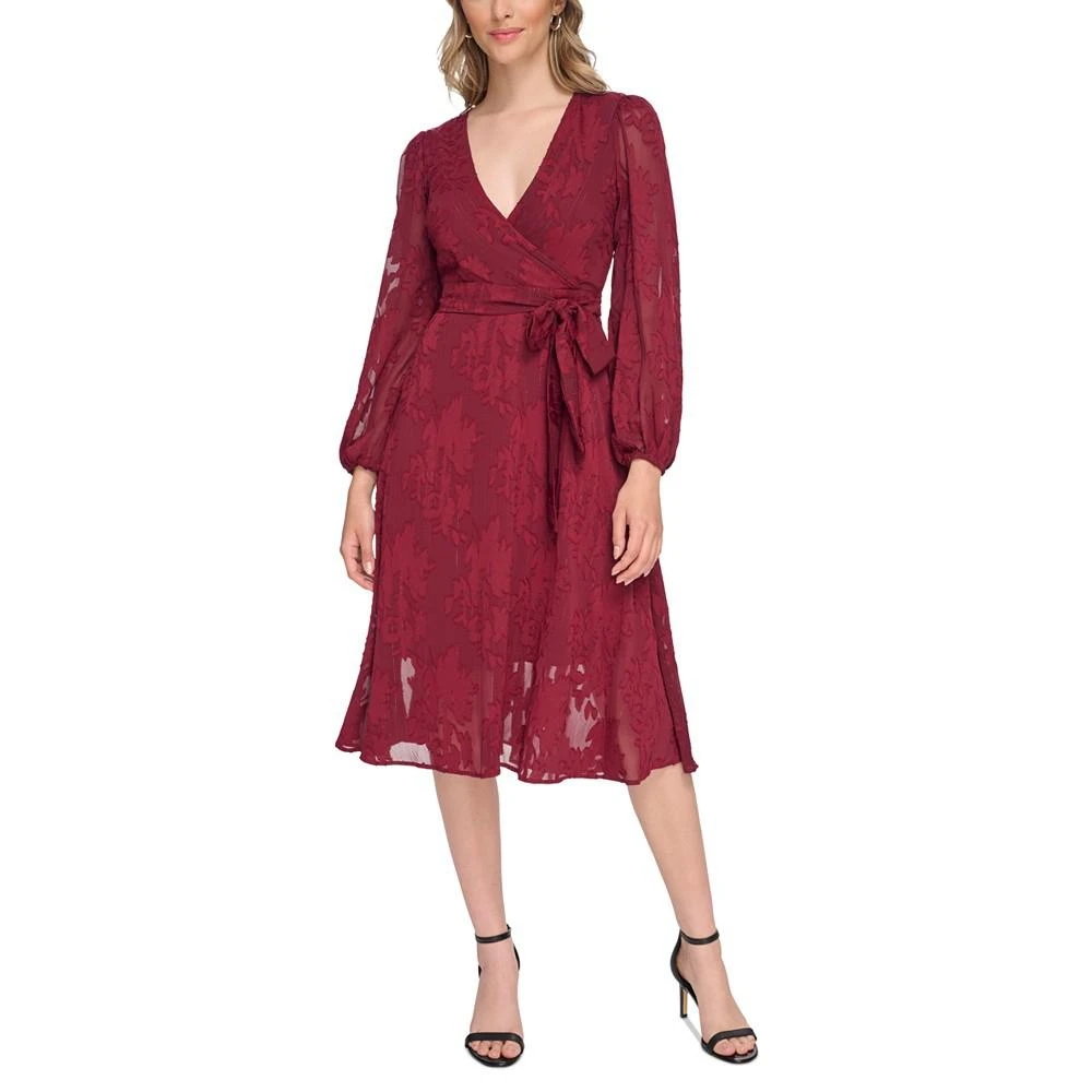 Kensie Women's V-Neck Chiffon Fit & Flare Dress 1