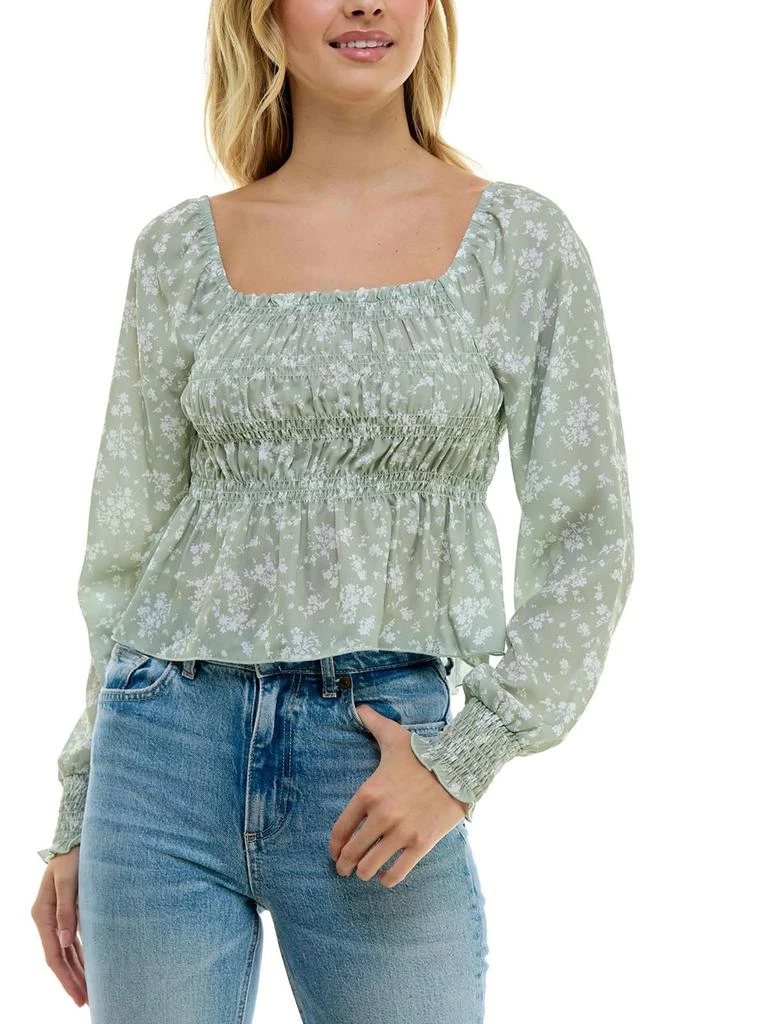 Ultra Flirt Juniors Womens Floral Ruffled Off The Shoulder 4