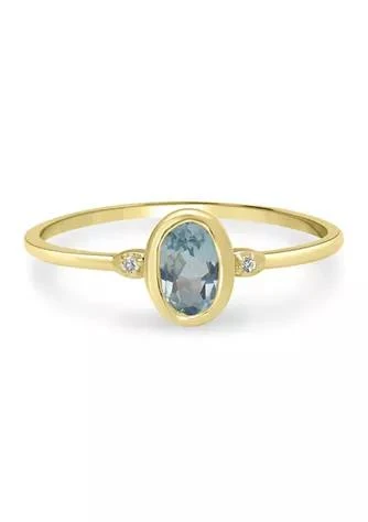 Belk Silverworks Gold over Sterling Silver Blue Topaz and White Topaz Oval Ring