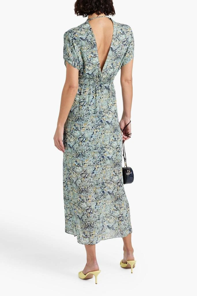 MAJE Shirred floral-print crepe midi dress 3