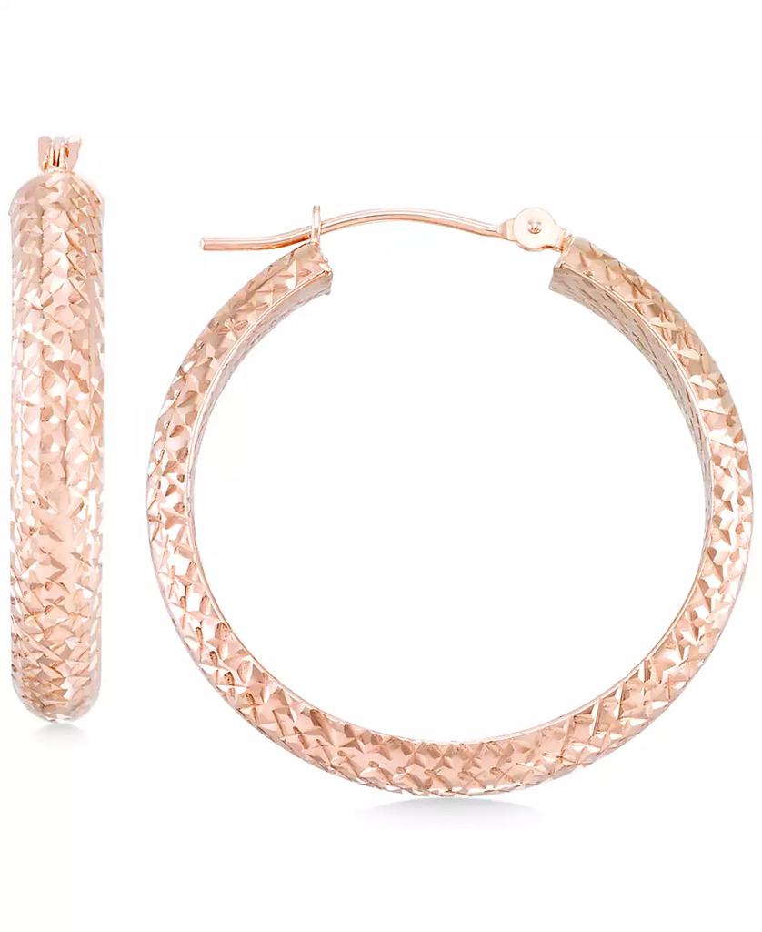 Macy's Textured Hoop Earrings in 10k Yellow Gold, Rose Gold or White Gold