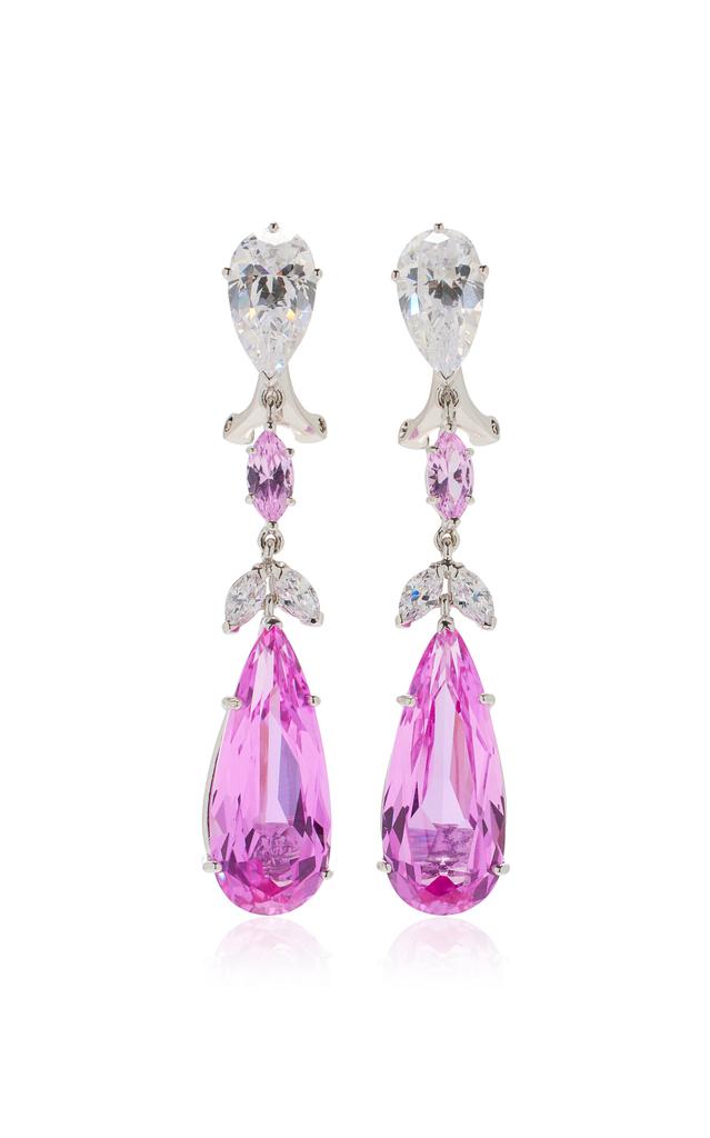 Anabela Chan Anabela Chan - Calla Lily 18K White Gold; Rhodium Vermeil Sapphire; Diamond Earrings - Pink - OS - Moda Operandi - Gifts For Her