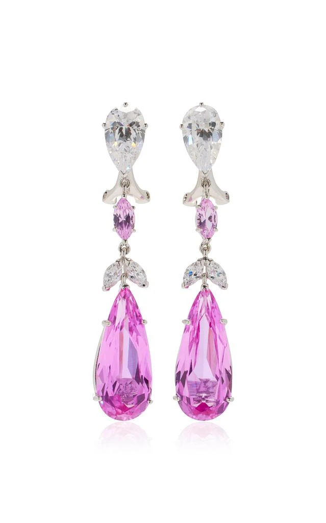 Anabela Chan Anabela Chan - Calla Lily 18K White Gold; Rhodium Vermeil Sapphire; Diamond Earrings - Pink - OS - Moda Operandi - Gifts For Her 1