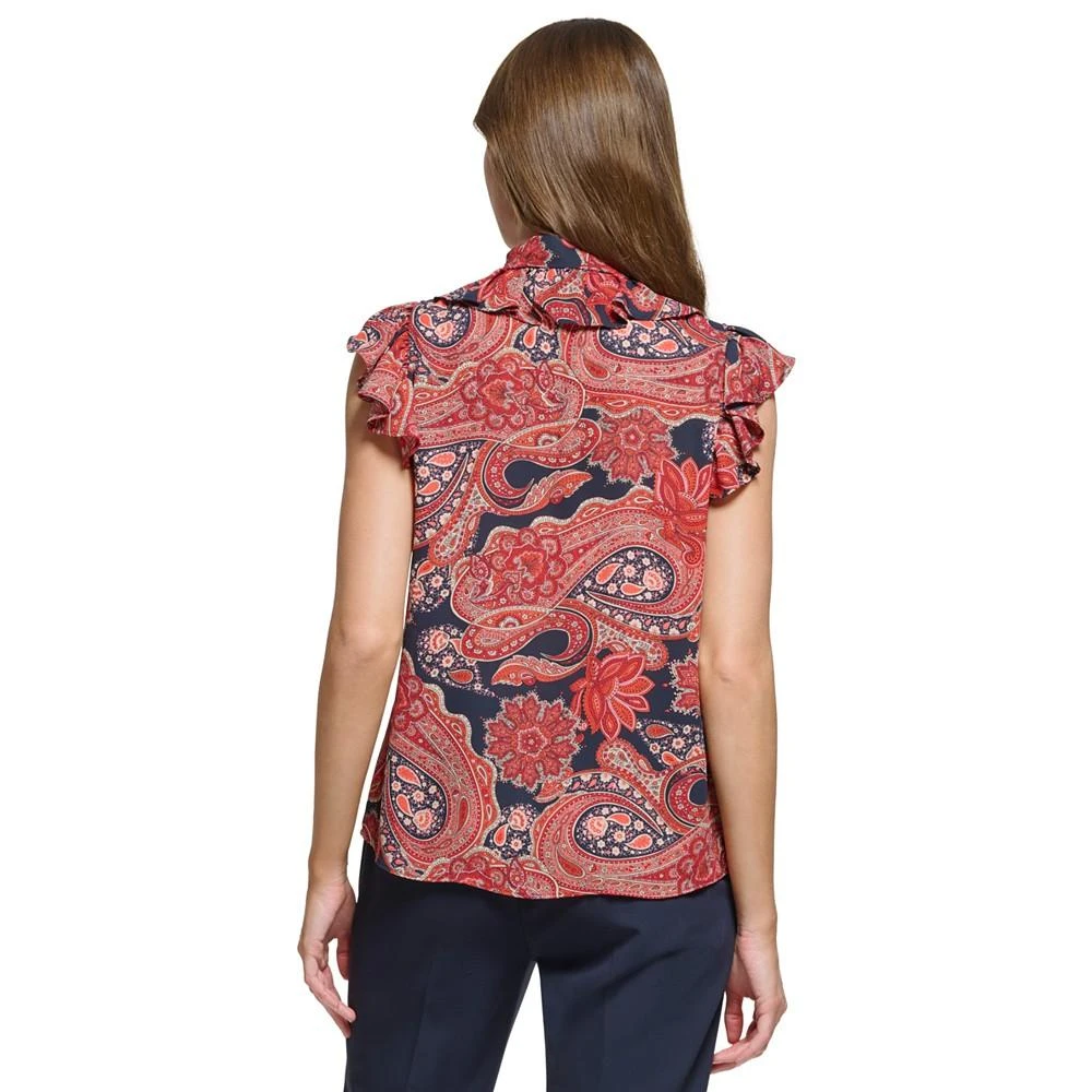 Tommy Hilfiger Women's Paisley-Print Tie-Neck Ruffle Top 4