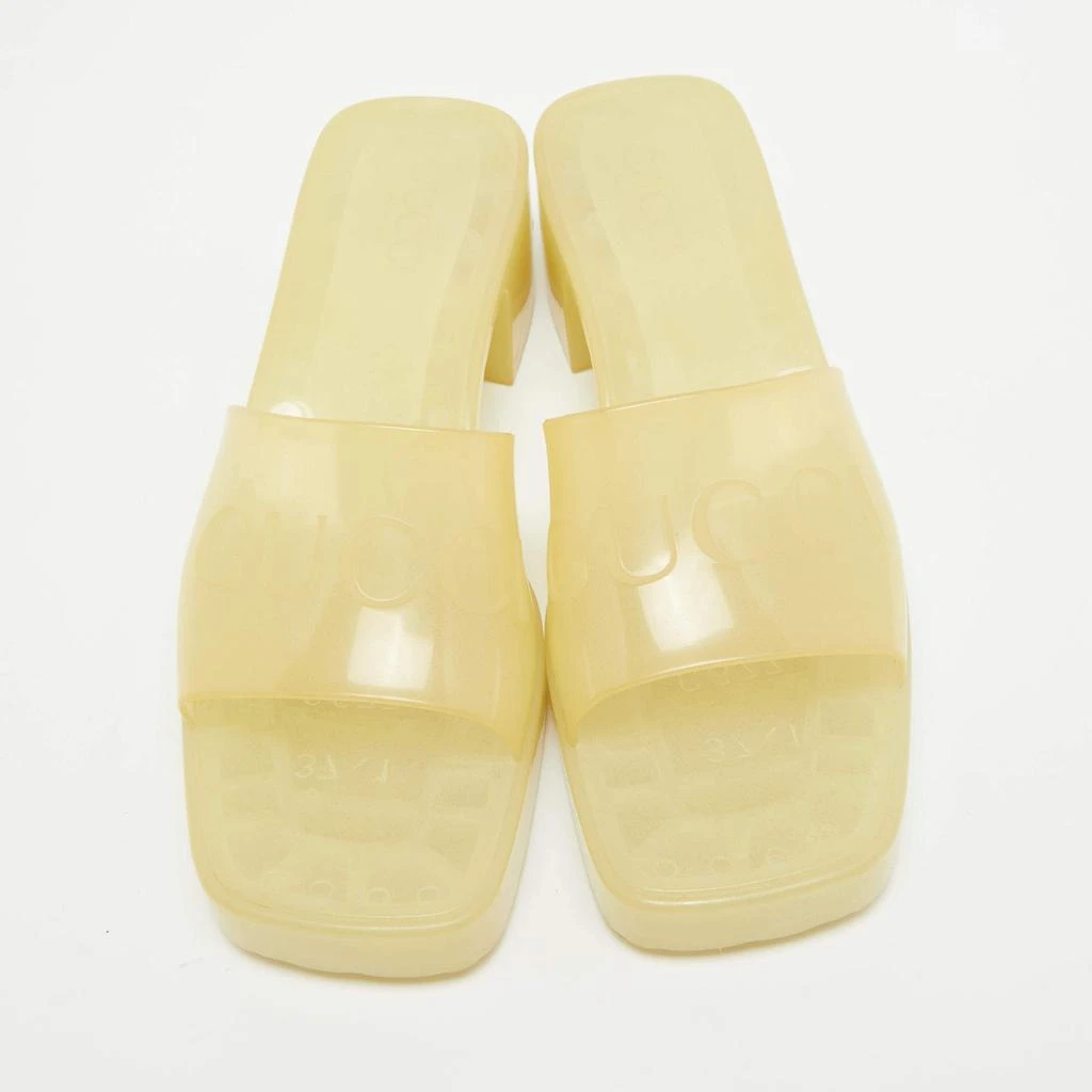 Gucci Gucci Light Yellow Rubber Logo Embossed Slide Sandals Size 37 3
