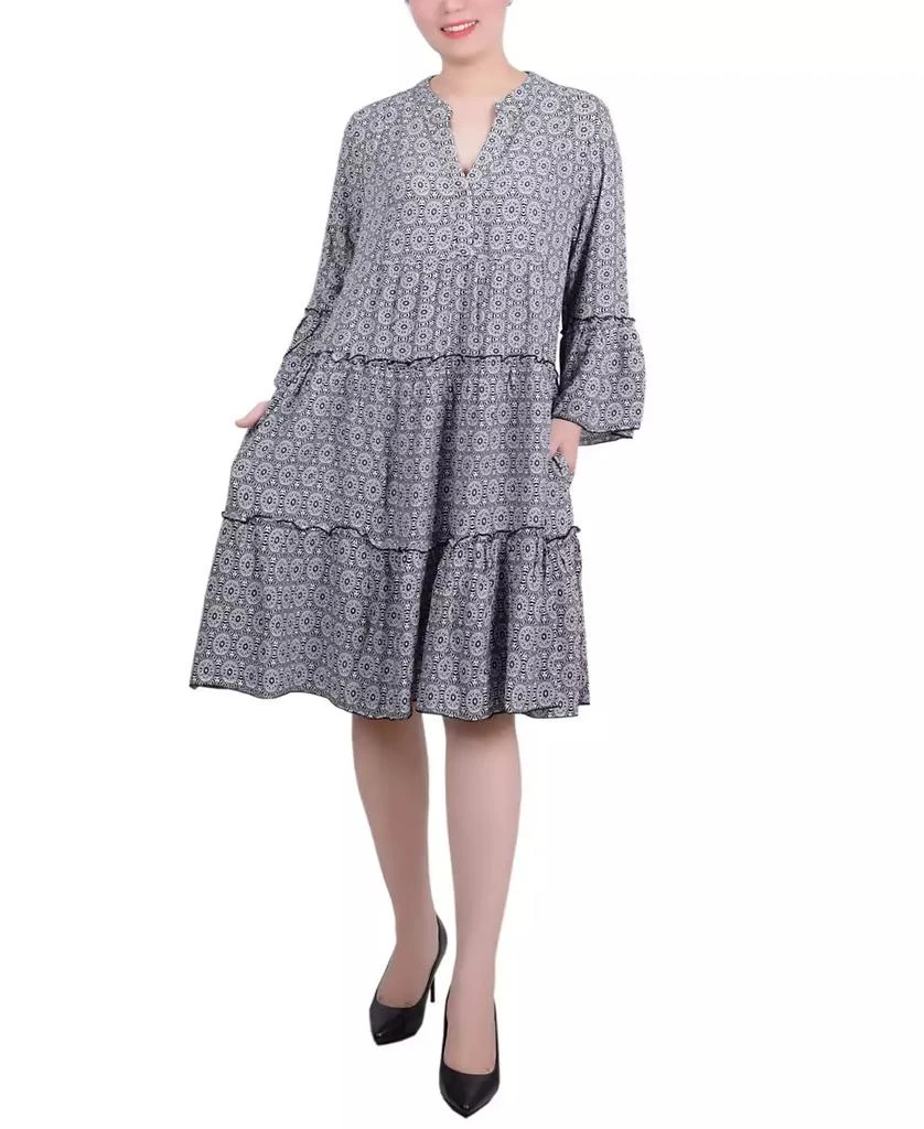 NY Collection Petite 3/4 Sleeve Tiered Dress 14