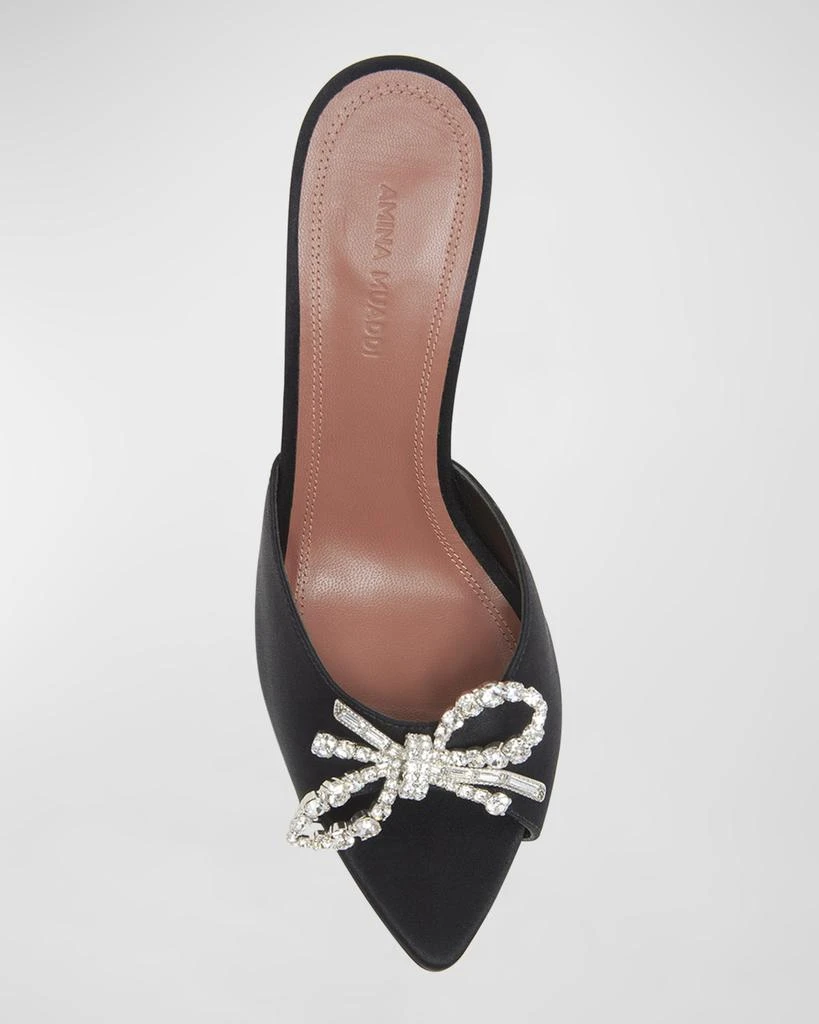Amina Muaddi Rosie Embellished Bow Satin Pedestal Sandals 4