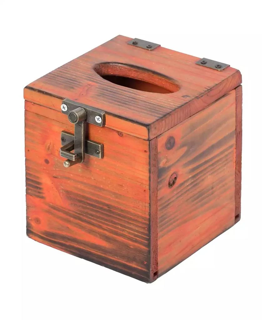 Vintiquewise Square Wooden Rustic Lockable Tissue Box Cover Holder 2