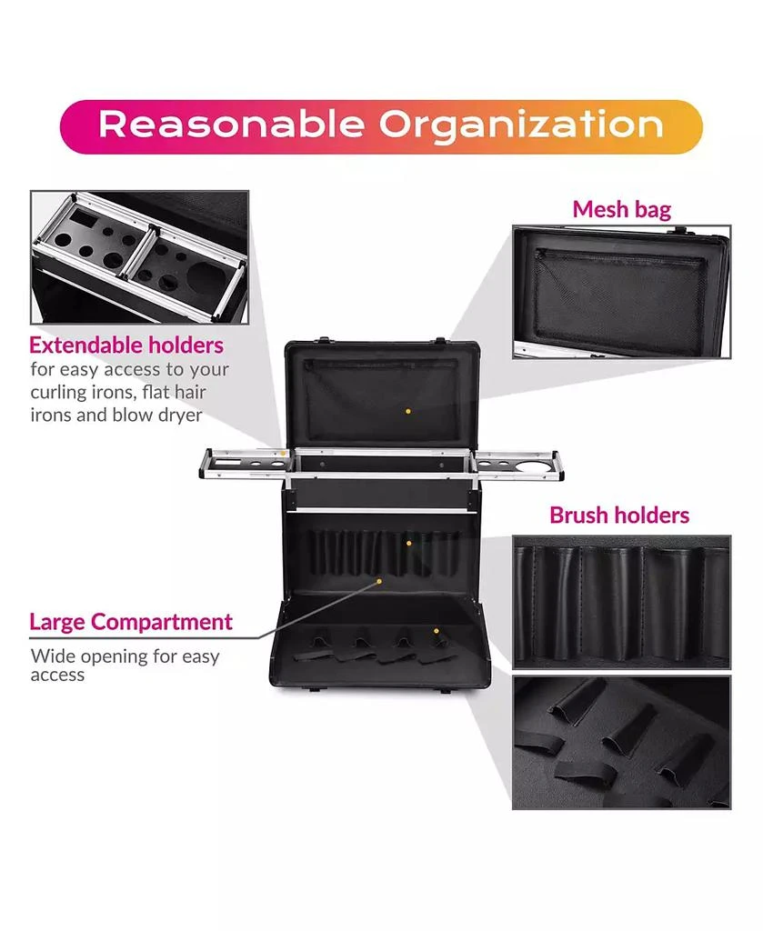 Byootique PVC Hair Makeup Train Case Baber Salon Clipper Trimmer Tool Appliance Box Black 9