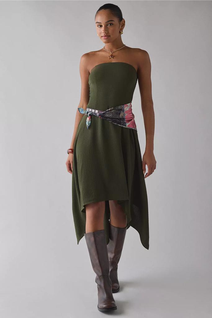 Urban Outfitters UO Be My World Strapless Asymmetrical Hanky Hem Knee-Length Dress