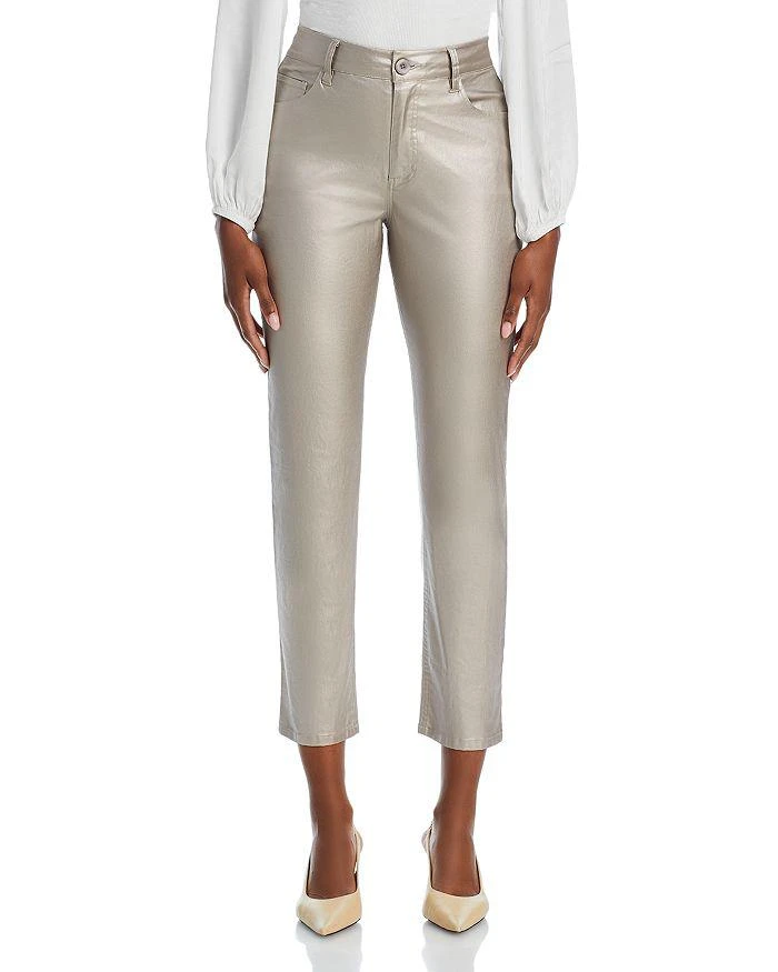 Bella Dahl Lennon High Rise Straight Jeans in Silver Metallic 7