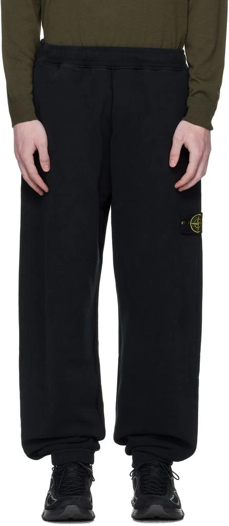 Stone Island Black 6200004 Brushed Organic Cotton Fleece Sweatpants 1