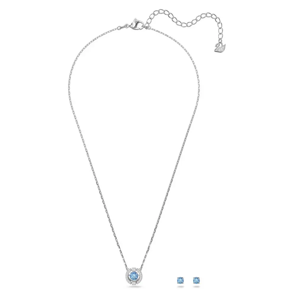 Swarovski Una set round cut blue rhodium plated 2