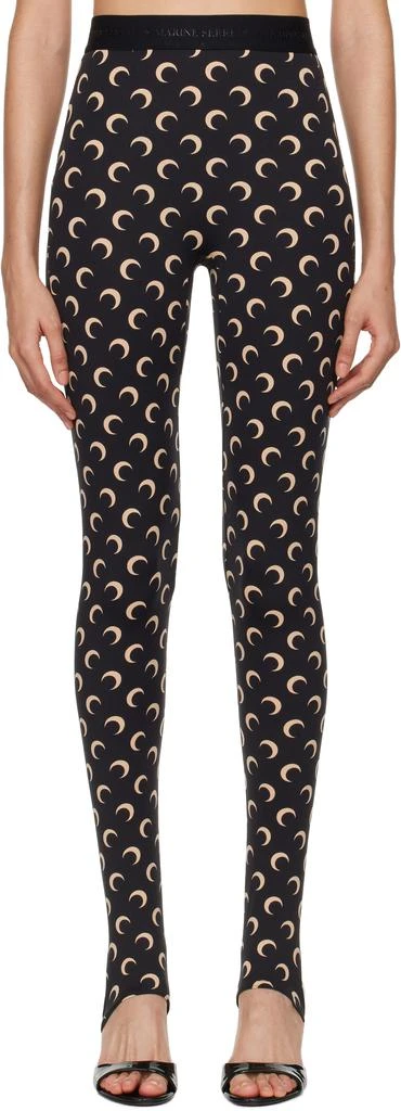 MARINE SERRE Black Recycled Jersey Moon Stirrup Leggings 1