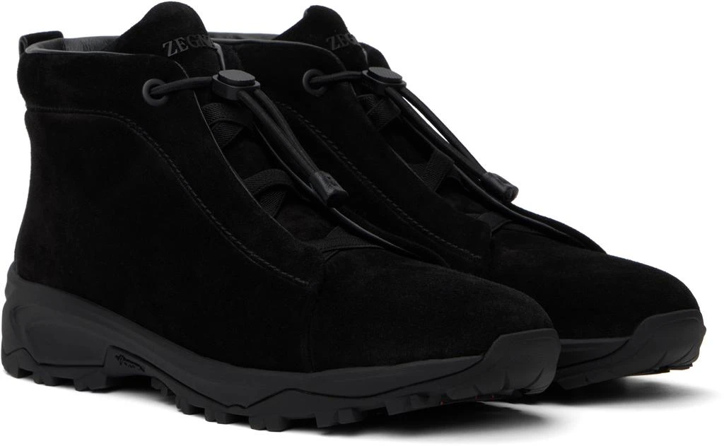Zegna Black Triple Stitch Vetta High-Top Sneakers 4