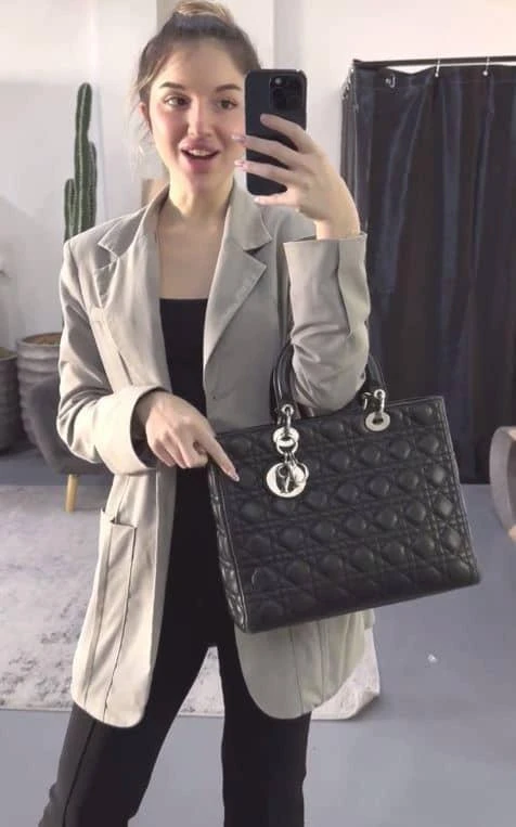 Dior Dior Black Cannage Leather Large Lady Dior Tote 2