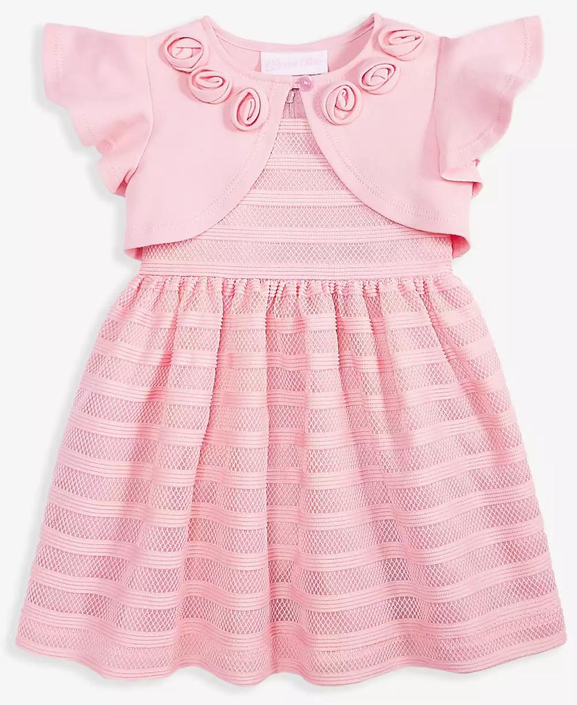 Bonnie Baby Baby Girls 2-Pc. Flutter Sleeved Knit Cardigan & Novelty Striped Knit Dress Set
