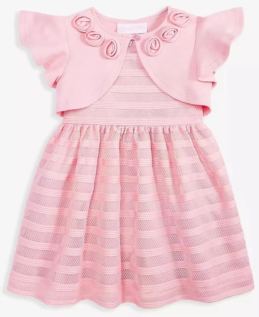 Bonnie Baby Baby Girls 2-Pc. Flutter Sleeved Knit Cardigan & Novelty Striped Knit Dress Set 2
