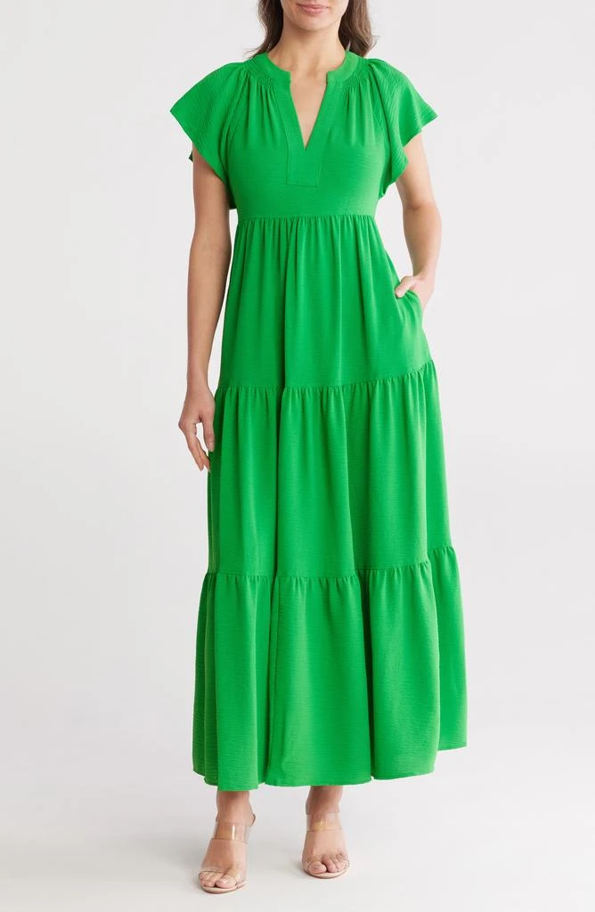 Calvin Klein Short Sleeve Tiered A-Line Maxi Dress 1