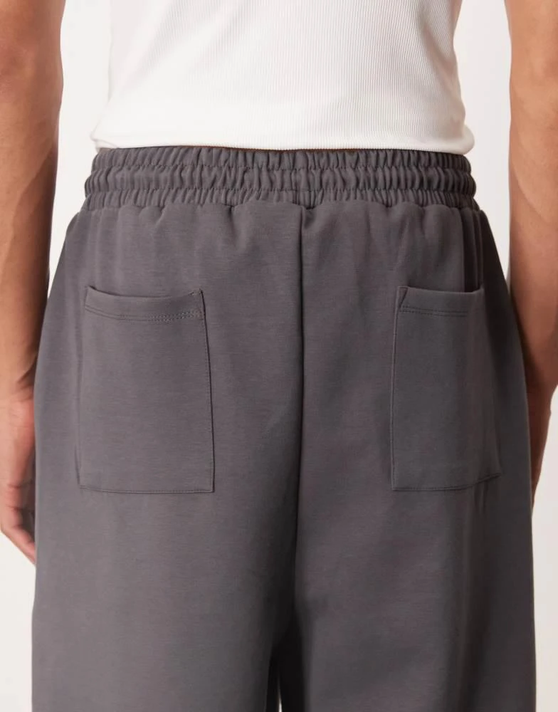 ASOS ASOS DESIGN premium  heavyweight wide leg joggers in 400gsms in charcoal 5
