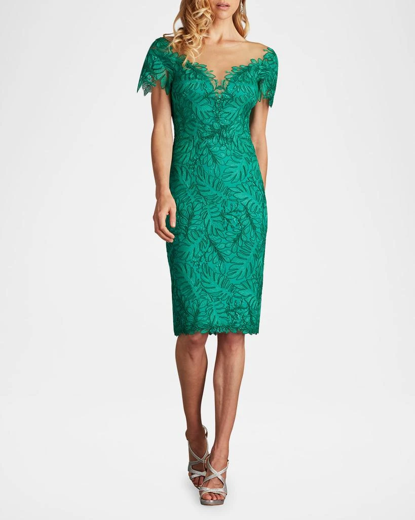 Tadashi Shoji Leaf-Embroidered Bodycon Illusion Dress - Dresses & Skirts -  Free Shipping - BeyondStyle