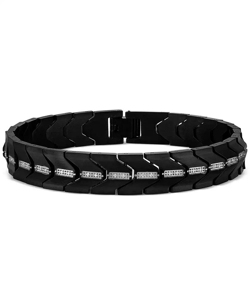 Esquire Men's Jewelry Diamond Chevron Flex Bracelet (1/4 ct. t.w.) in Black Ion-Plated Stainless Steel 1