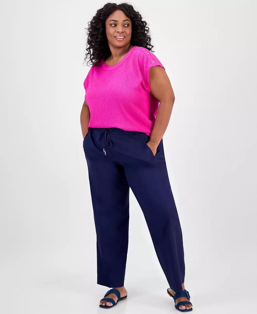 JONES NEW YORK Plus Size Crinkled Button-Trim Top
