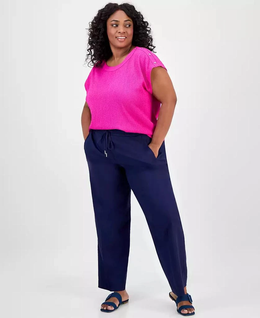 JONES NEW YORK Plus Size Crinkled Button-Trim Top 2