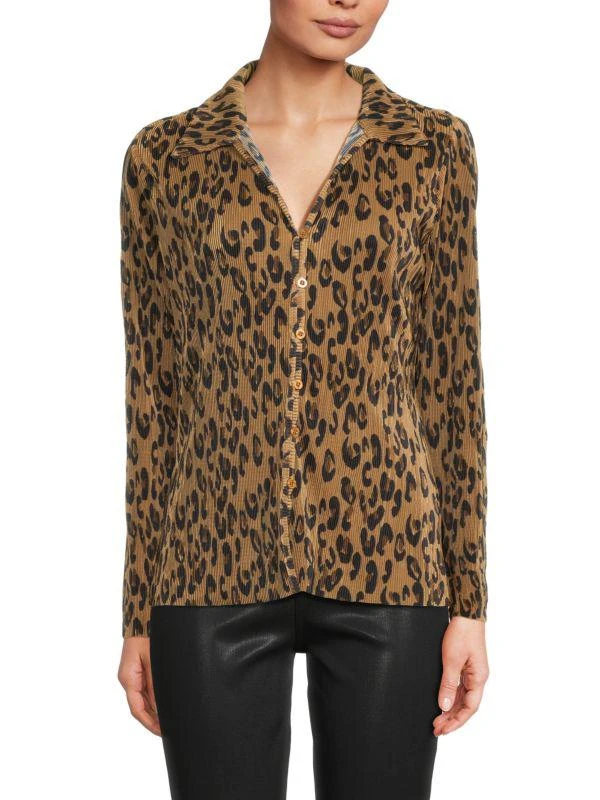 Cyrus Leopard Print Pleated Shirt 1