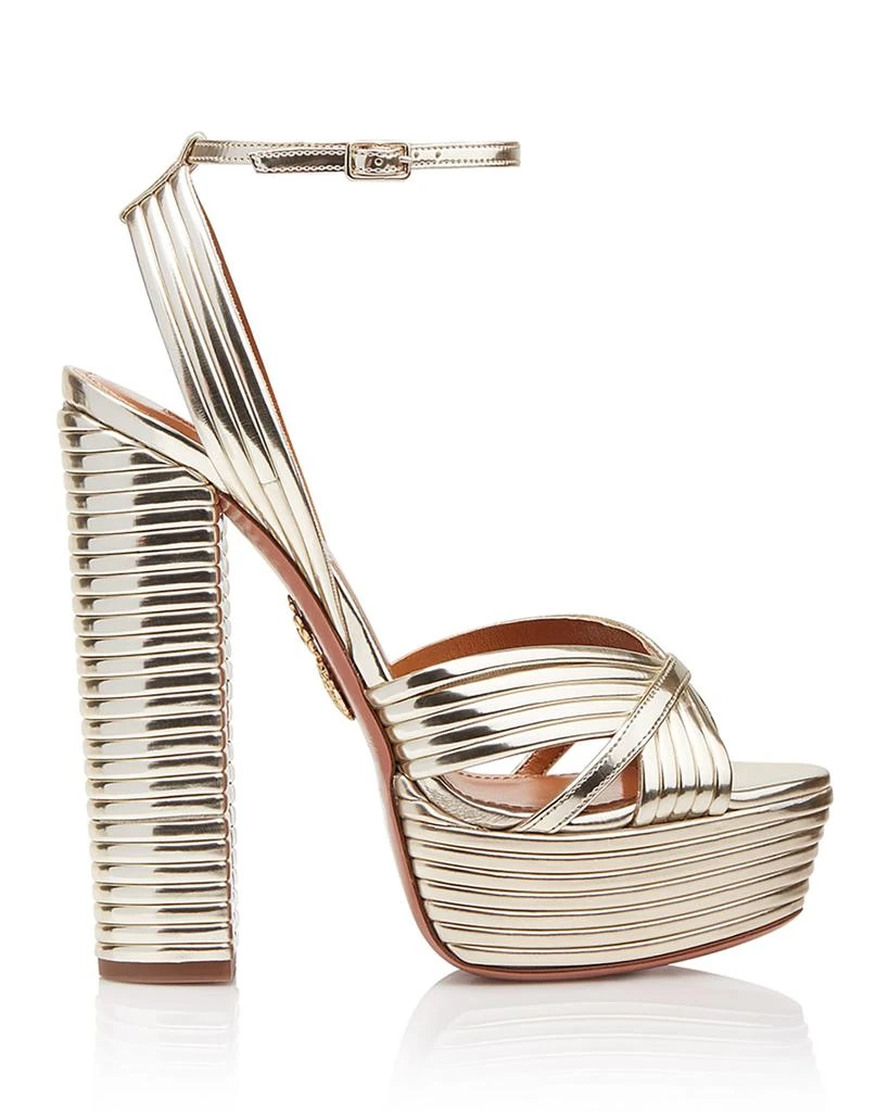 Aquazzura Sundance 140mm Metallic Platform Sandals, Gold 2