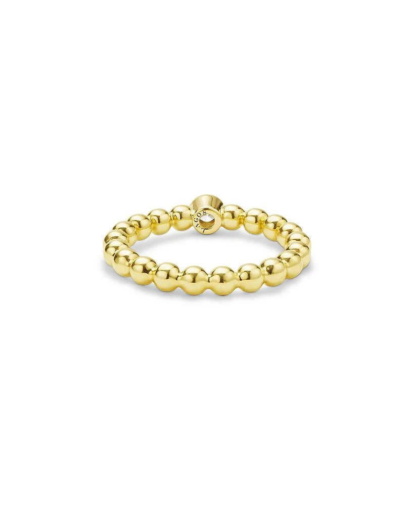 LAGOS 18K Yellow Gold Caviar Gold Diamond Bezel Bead Stacking Ring 4