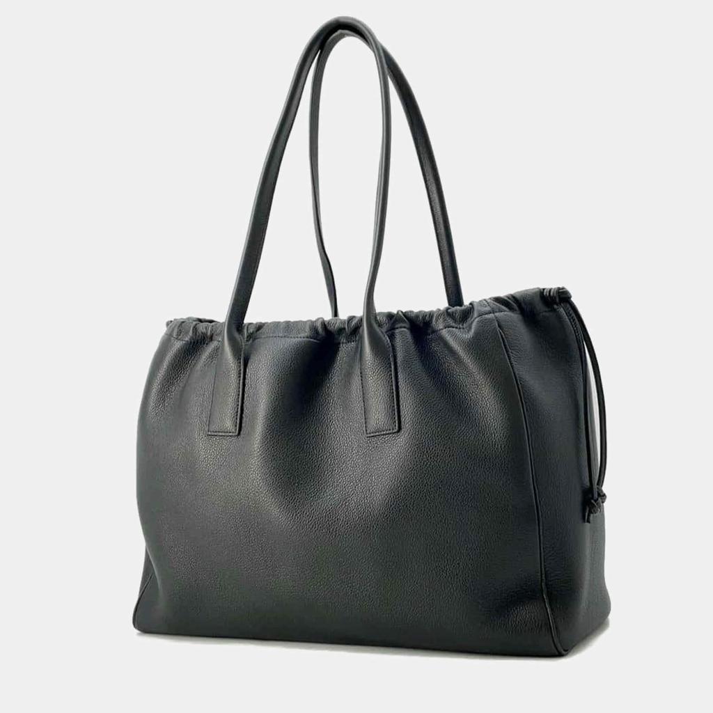 Celine Celine Black Calf Leather Cabas Drawstring Cuir