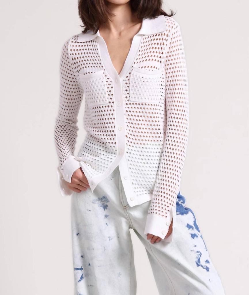Minnie Rose Minnie Rose - Plaited Mesh Button Down Shirt