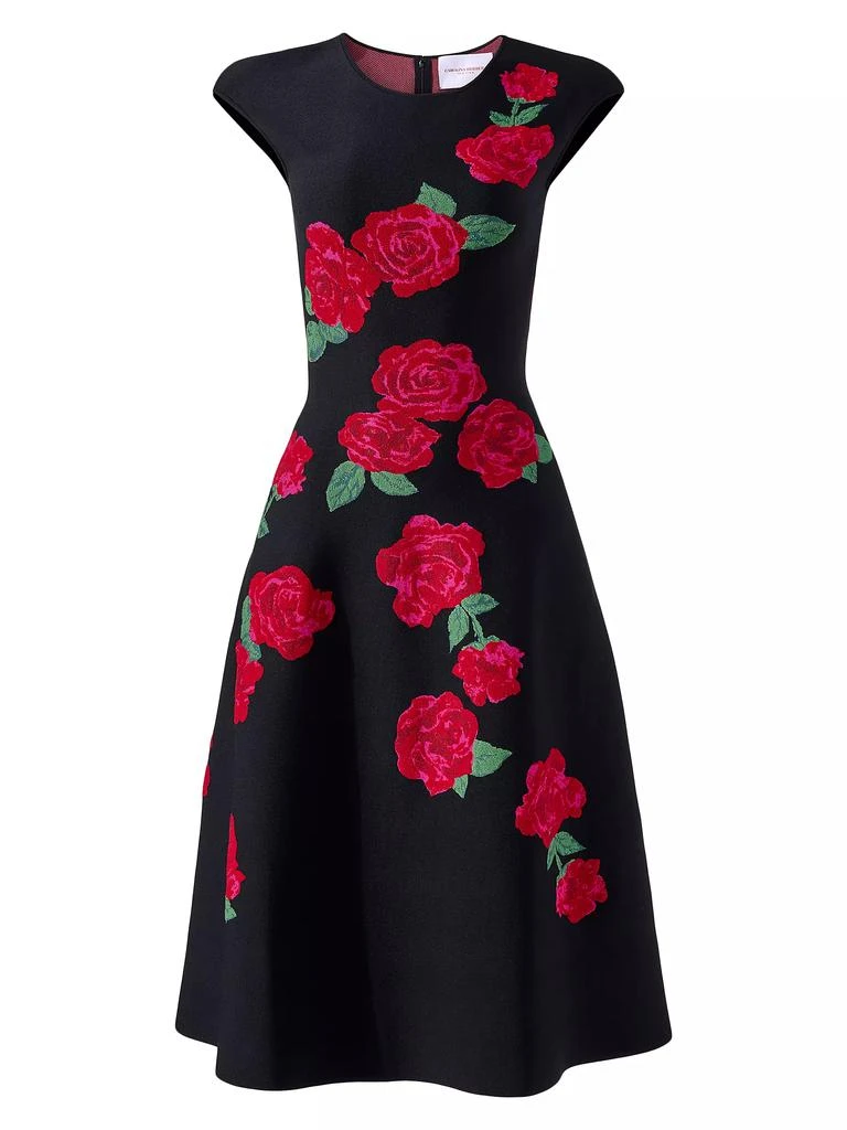 Carolina Herrera Floral Jacquard Midi-Dress 1