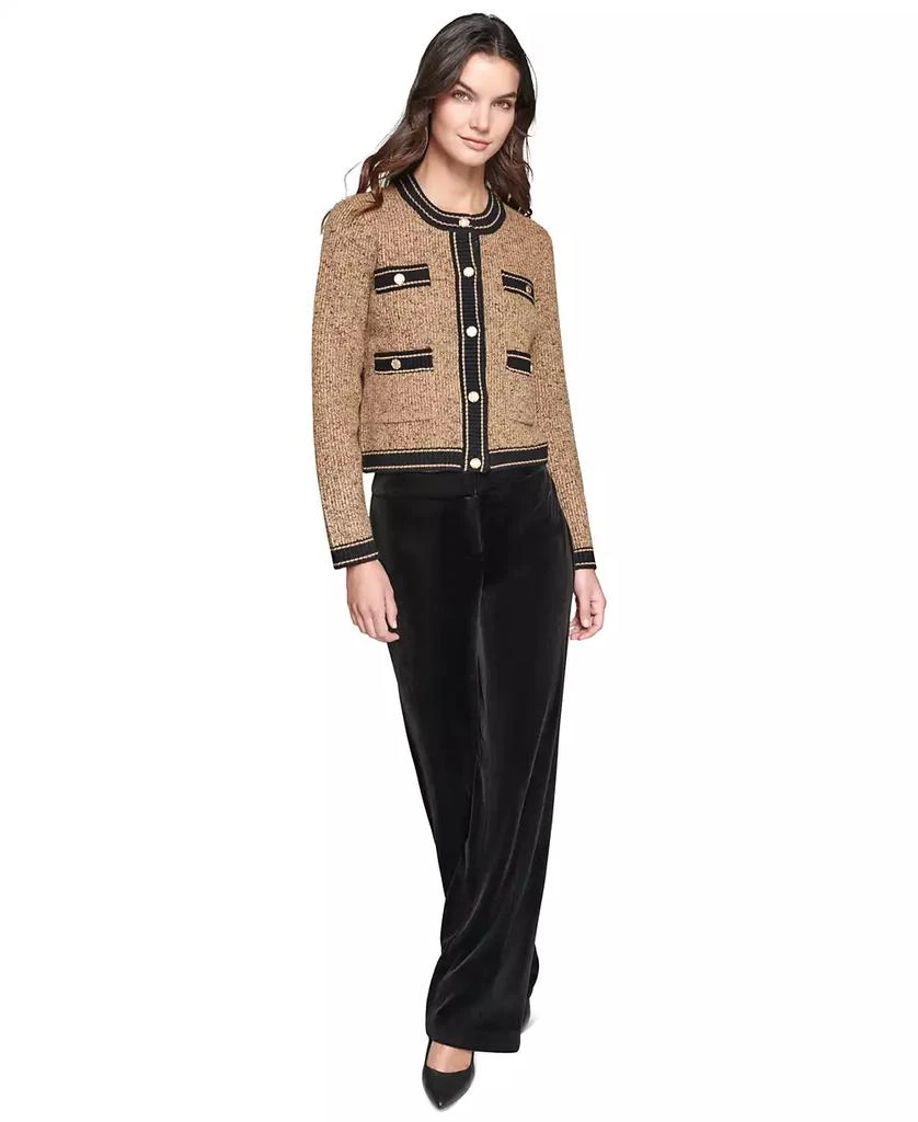 KARL LAGERFELD PARIS Women's Shine Tweed Cardigan, Regular & Petite 3